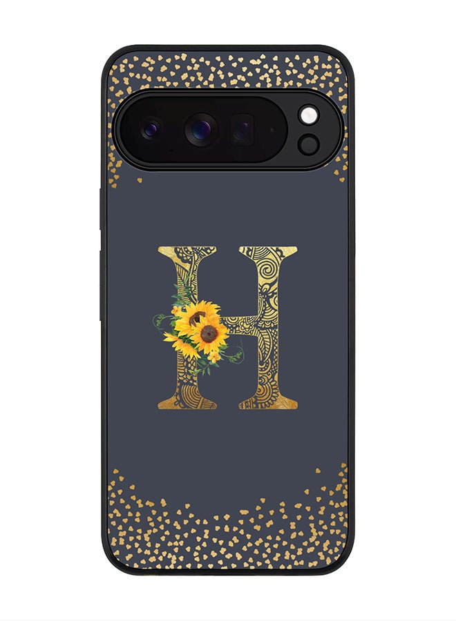 For Google Pixel 10 Pro Case,Slim fit Camera Protection, Shockproof Thin Phone cover  - Custom Floral Monogram - H  (Grey )